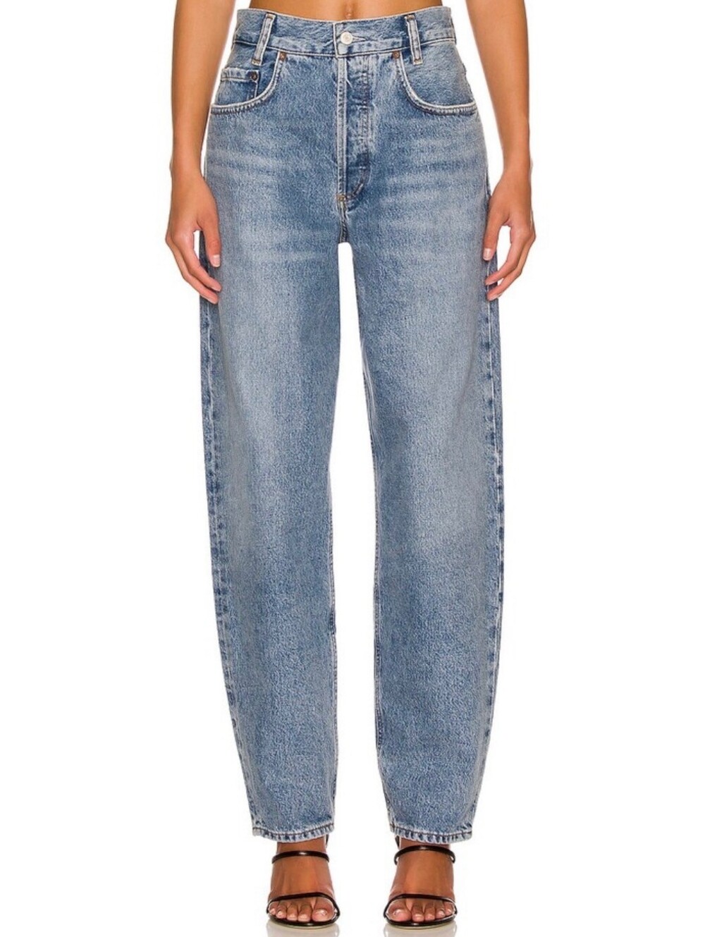 AGOLDE High Rise Tapered Baggy Jeans, medium light wash